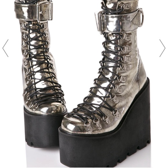 metallic platform boots